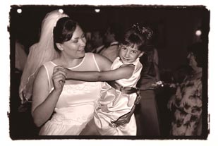 Bride and flower girl